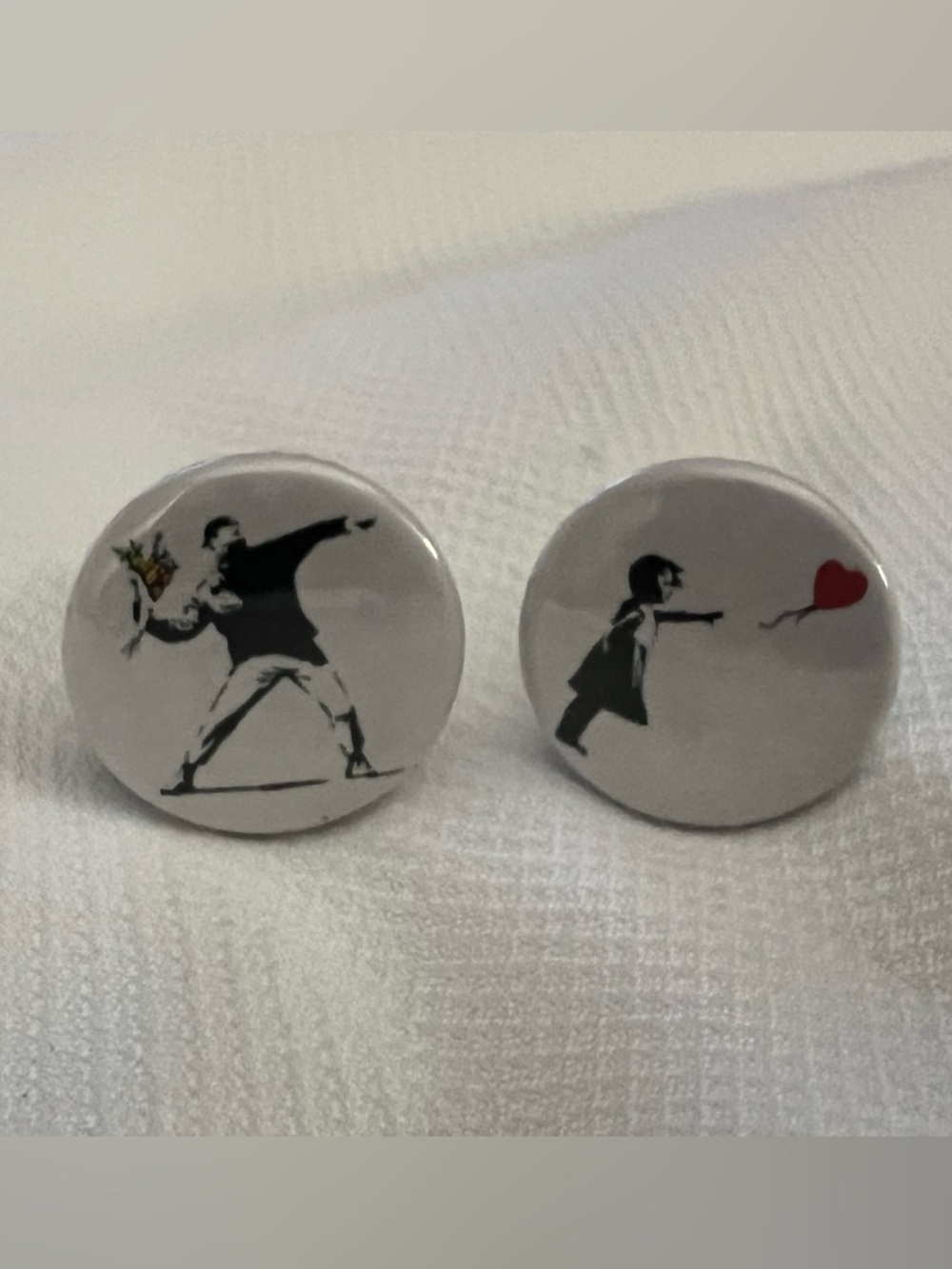 Banksy Icon Rage Flower Thrower and Girl with balloon cuff links